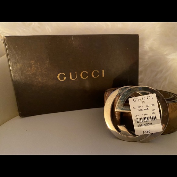 Tan leather Gucci belt. Silver hardware. New used. - Picture 2 of 4